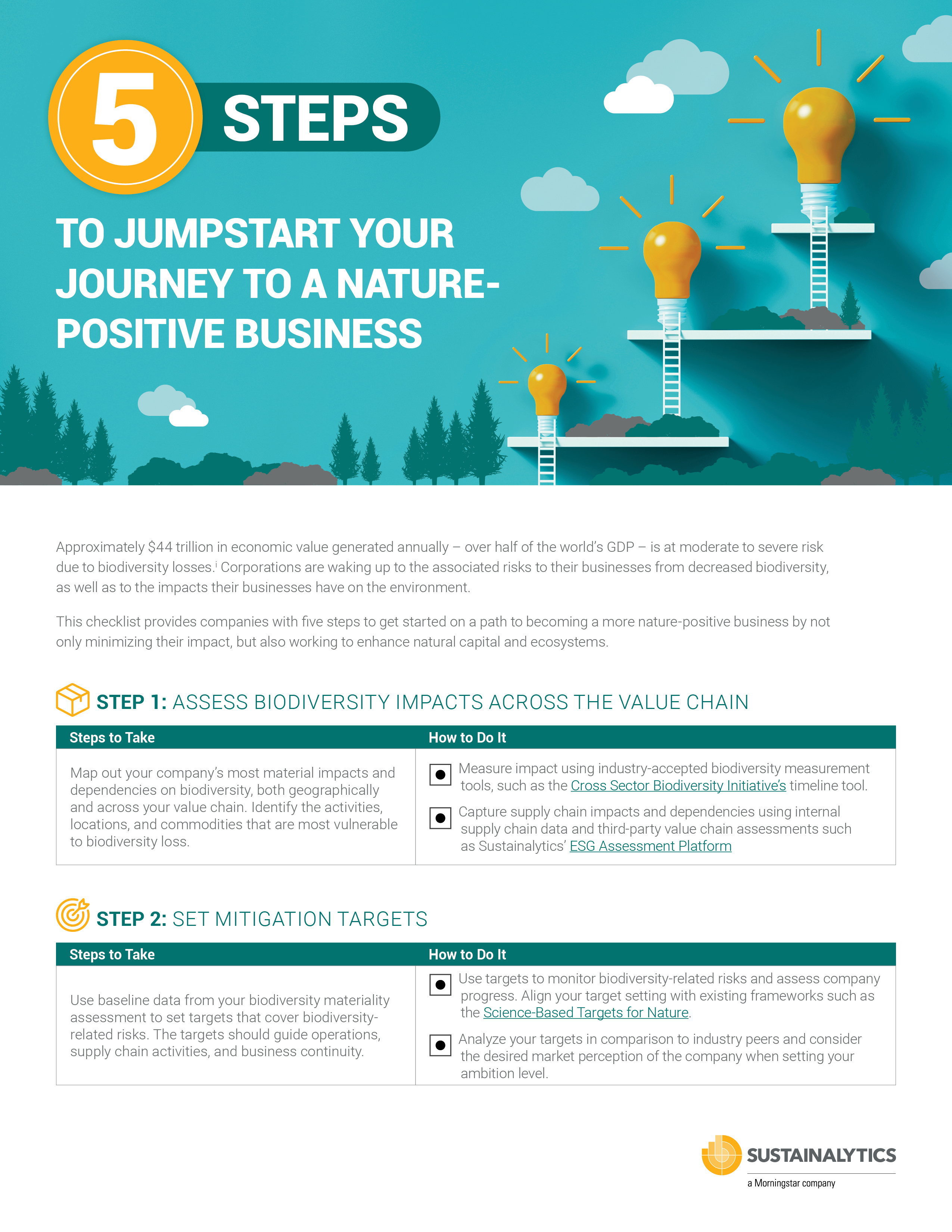 Screen shot of checkist - 5 Steps to Jumpstart Your to a Nature Positive Business