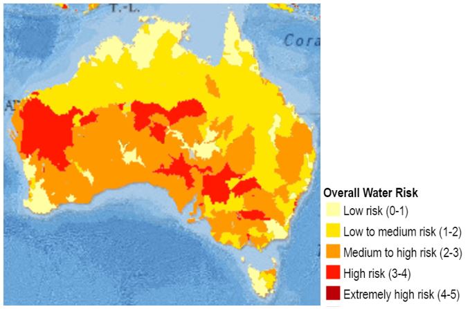 Map of water stress in Australia