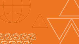 Triangle and caution icons on an orange background
