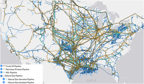 US pipeline map