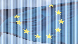 EU Flag waving against the background of a blue sky