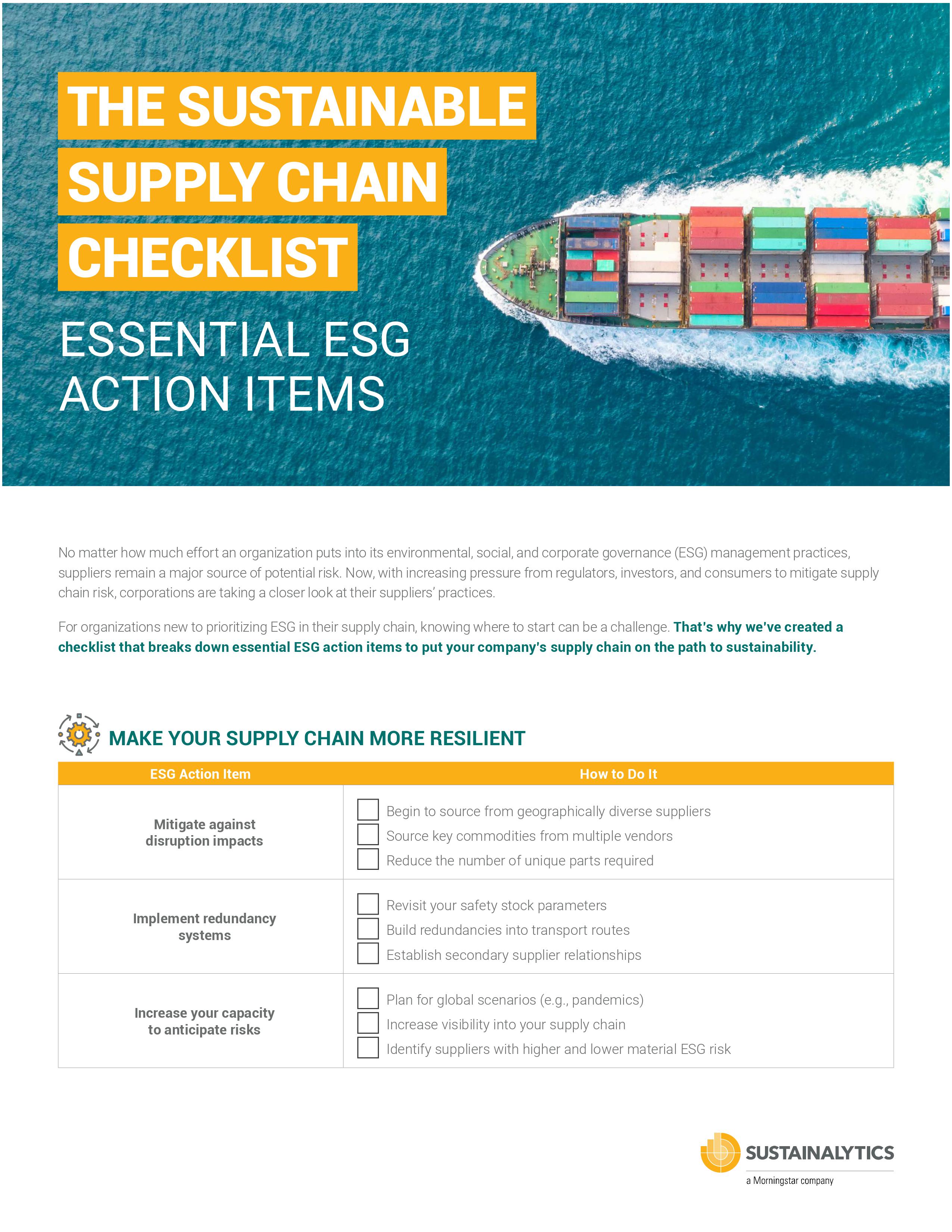 Download The Sustainable Supply Chain Checklist: 5 Essential ESG Action Areas for 2022