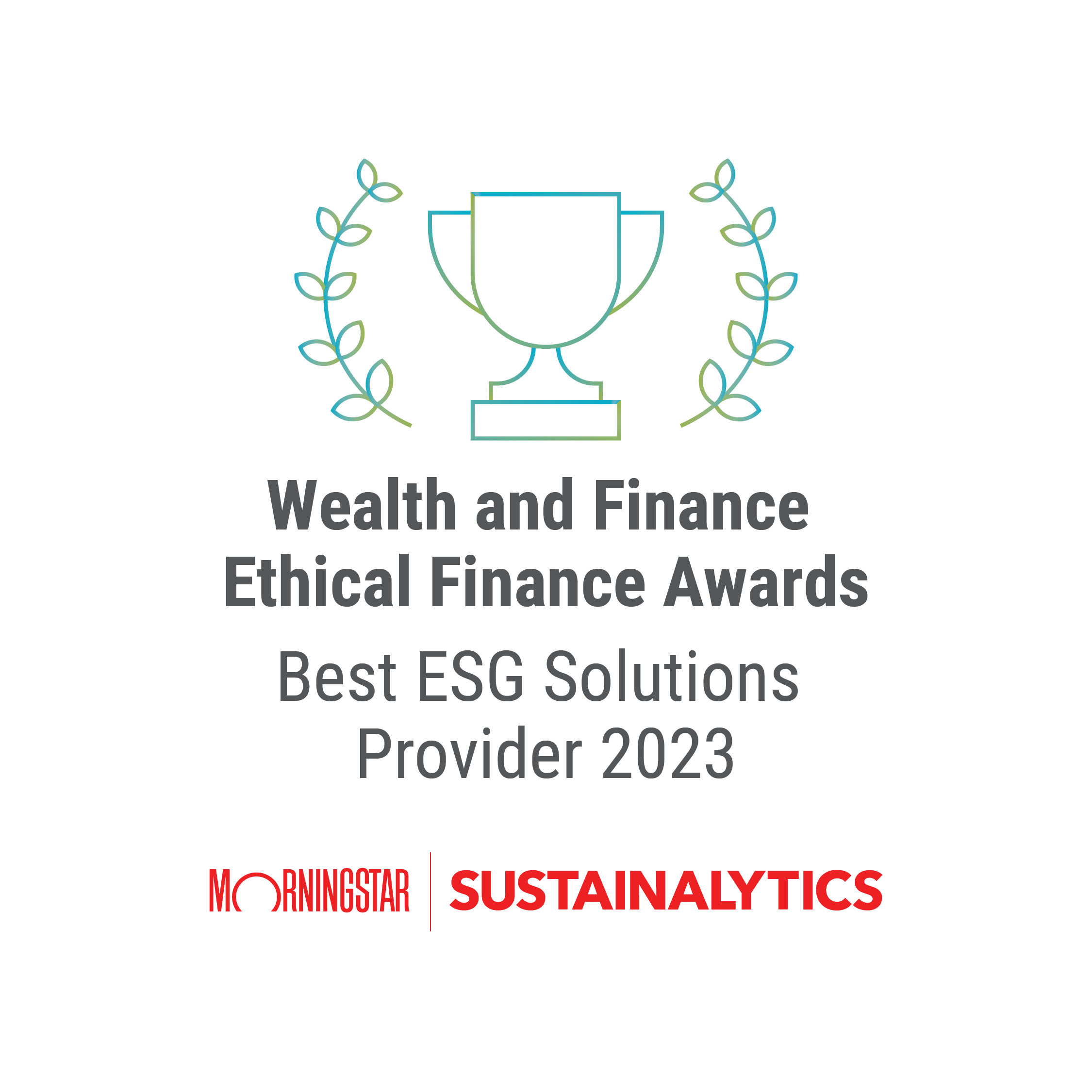 Best ESG Solutions Provider, Wealth and Finance Ethical Finance Awards 2023