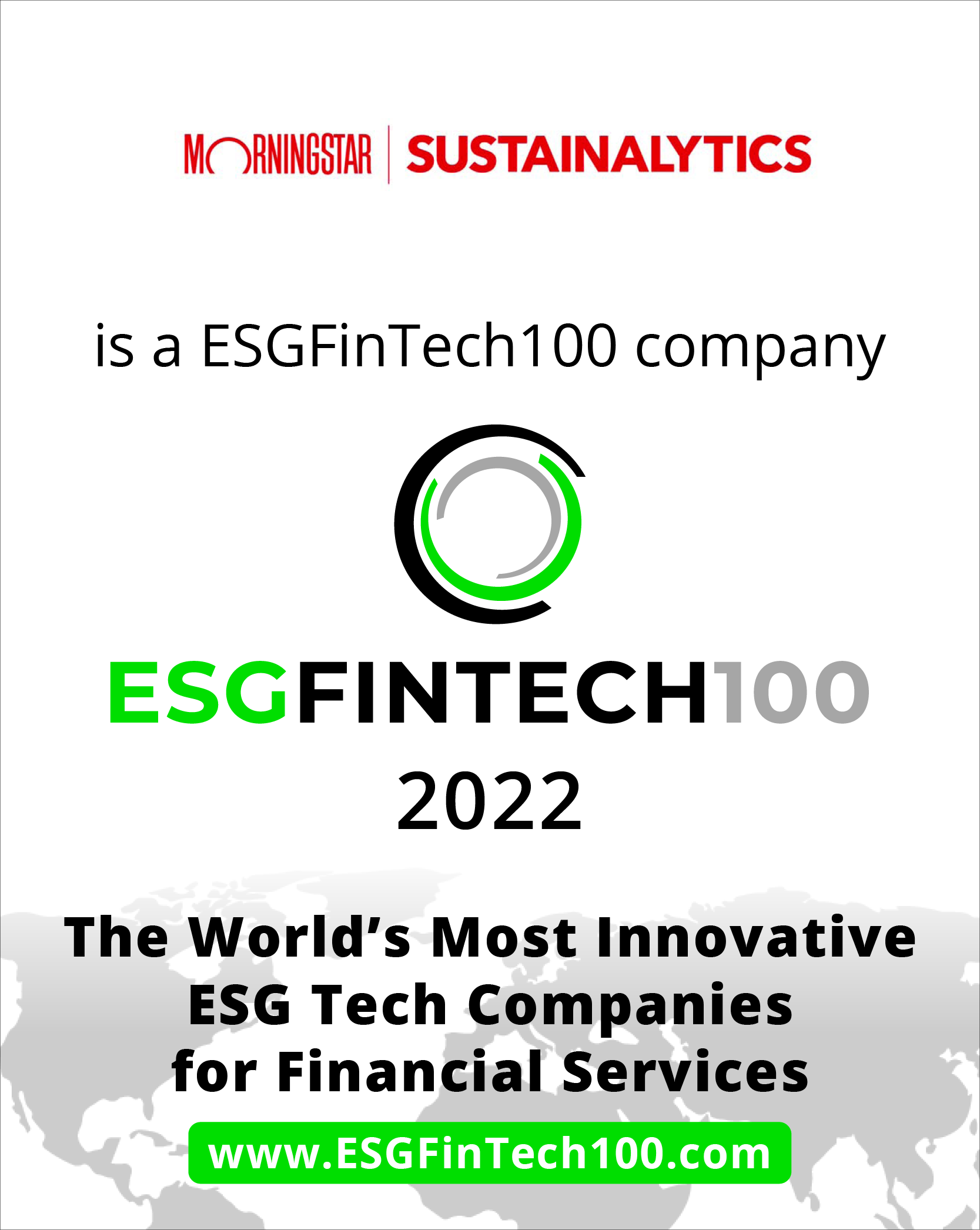 Sustainalytics Morningstar ESGFinTech100 Tombstones