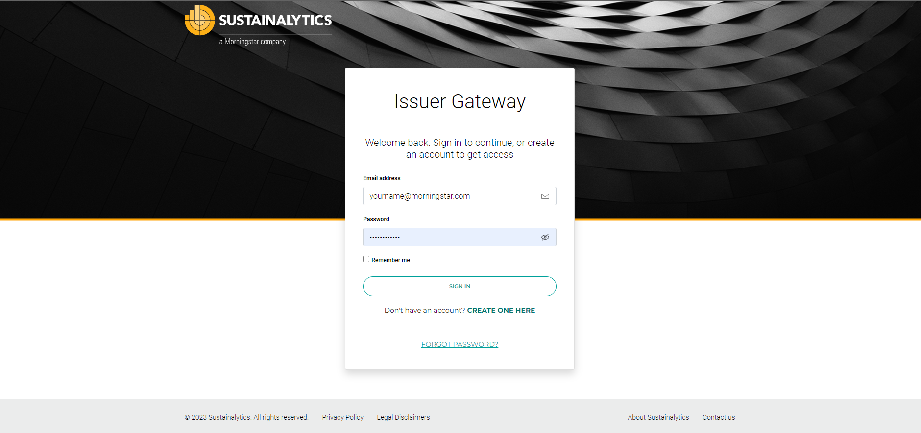 Issuer Gateway Login Page